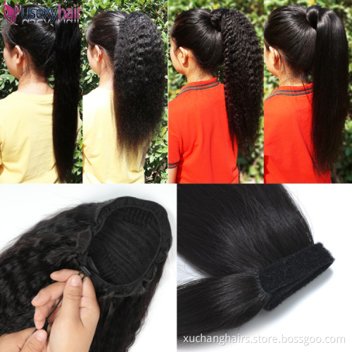 Cabello de la templo indio al por mayor Extensiones de cabello sin procesar Virgin Human Hairtails para mujeres negras